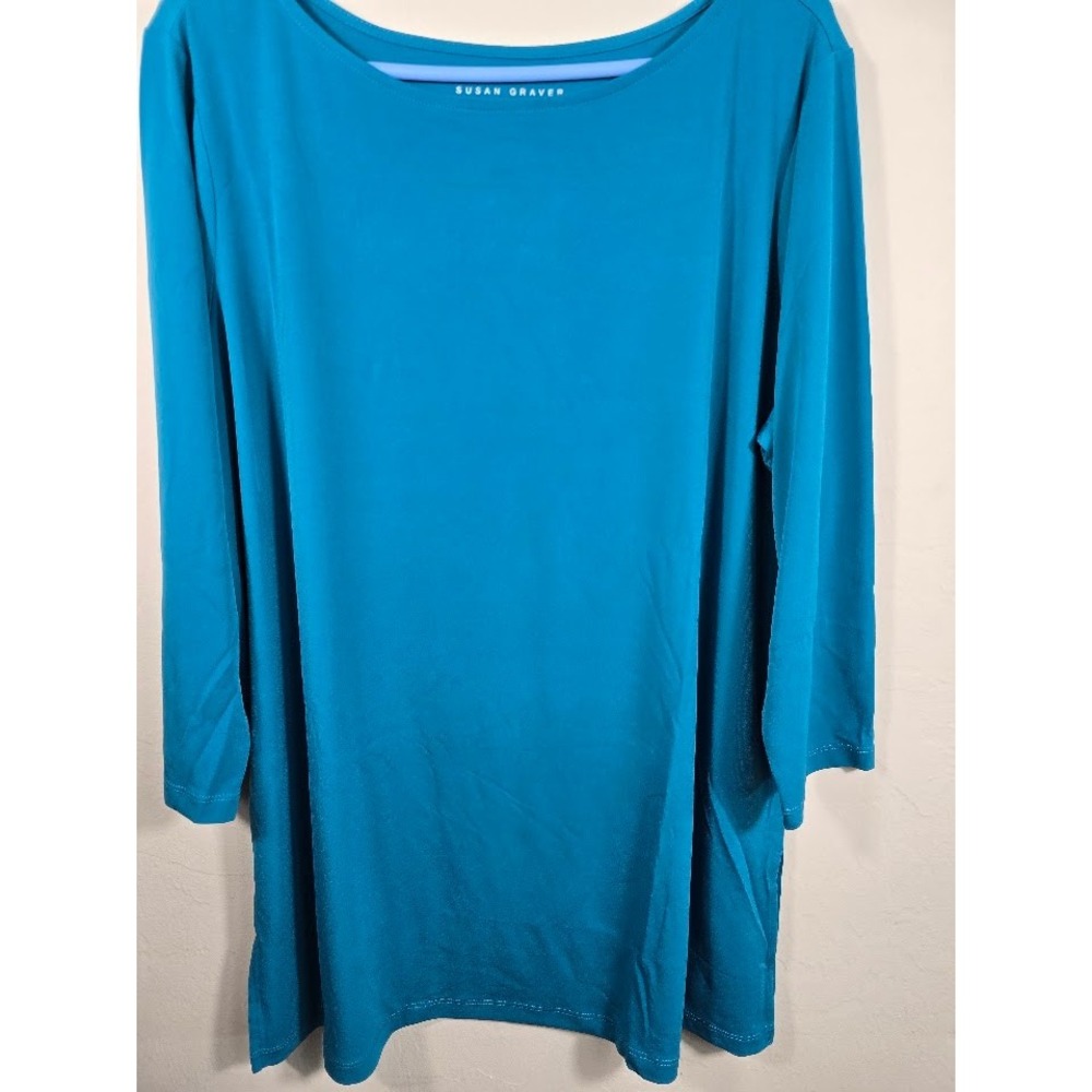 Susan Graver Modern Essentials Tunic Top Long Sleeve Boat Neck‎ XL